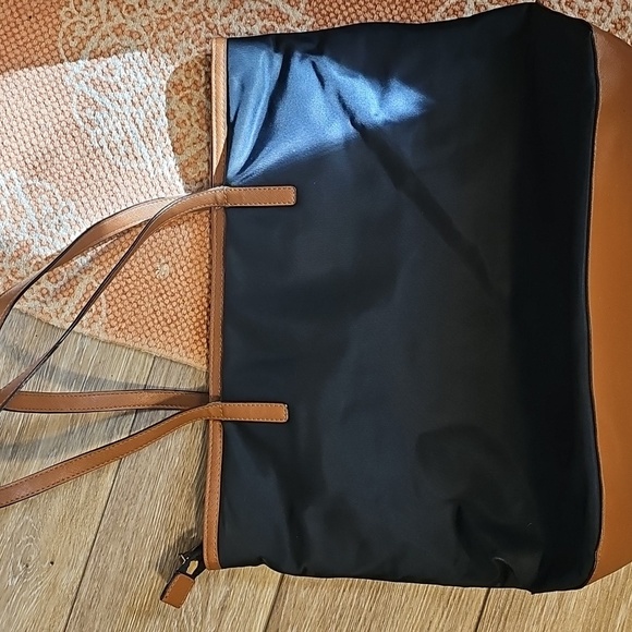 Michael Kors Kempton Blue Nylon Tote Bag with Brown Leather Trim and Gold Trim - Picture 13 of 13